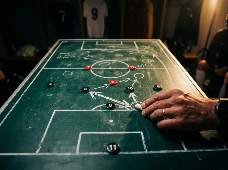 Chalk tactics drawn on a dark green board